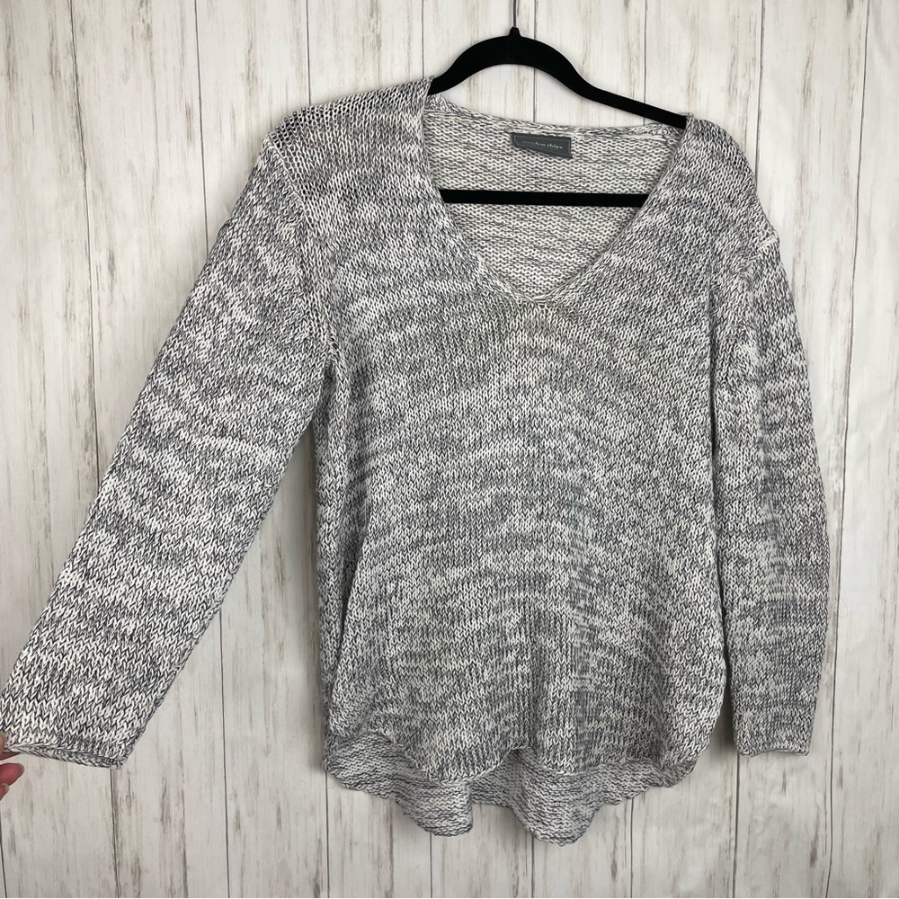 Wooden Ships Gray White Open Weave Sweater S/M